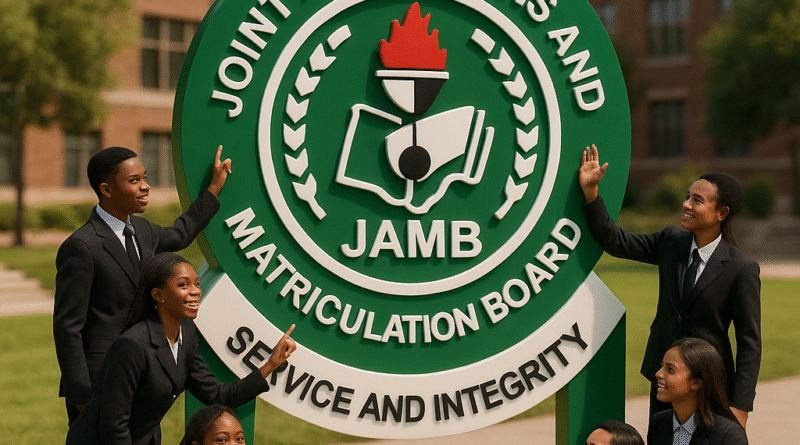 UTME candidates for computer-based testing center during JAMB 2025 examination in Nigeria